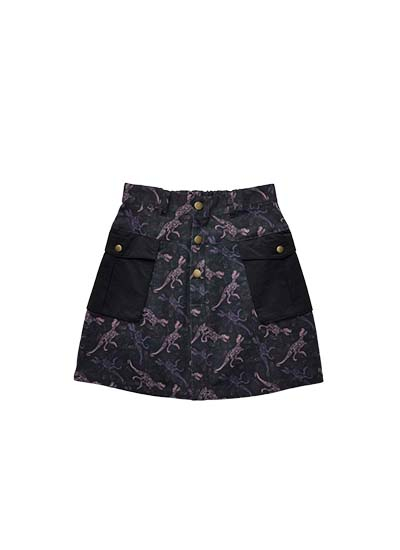 JURASSIC WORLD FRANCHISE DINOSAURS PATTERN KURO VER. MINI SKIRT BLACK